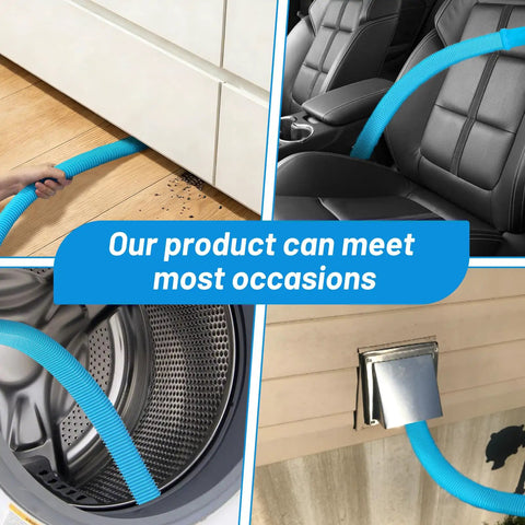 Dryer Vent Cleaner Kit With Universal Vacuum Hose Attachment shown in various cleaning scenarios