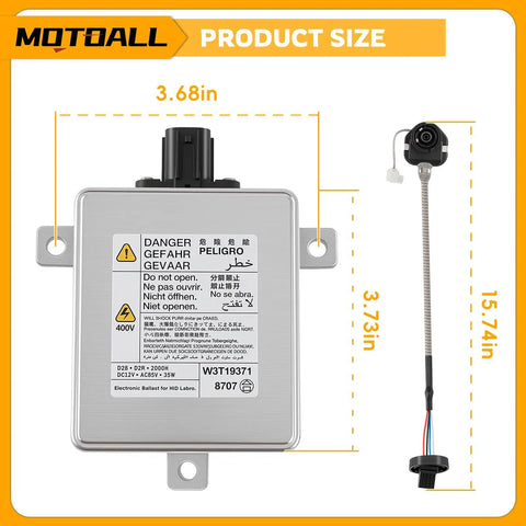 Xenon HID Ballast Control Module Assembly For Acura TL TSX ILX ZDX RDX 2006-2014 Replacement product dimensions displayed