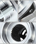 Front Wheel Bearing Hub Assembly With ABS Sensor Plug For Chevy Cobalt HHR Malibu Pontiac G6 Saturn Aura 2004 To 2012 Driver Or Passenger Side Bare Steel Replacement Ready To Bolt In close-up details.