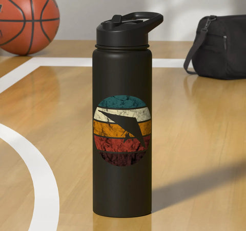 Retro Hang Glider Water Bottle Stainless Steel Insulated For Rad Adventurous Skies Lovers With A Vintage Flying Graphic