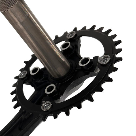 Close-up of 170mm Crankset With 104 BCD Single Speed Narrow Wide Chainrings 32T 34T 36T 38T For MTB BMX And Road Bikes Alloy 6061