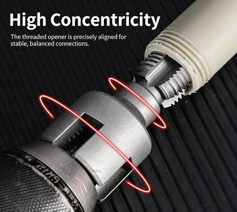 4 In 1 PVC Pipe Threader For Internal And External Threads Taps One Half Three Quarter And One Inch PVC Pipes Drill Compatible Tool For Quick Plumbing Fixes No Switch Heads Ideal For DIY Home Pros. PVC pipe threads on drill