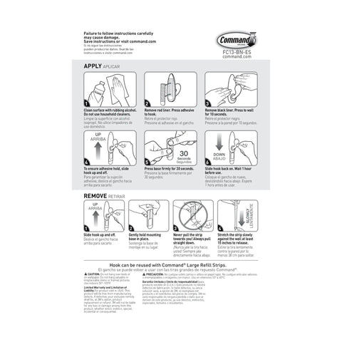 Installation guide for Five Pound Large Brushed Nickel Metal Hooks With Two Large Hooks And Four Adhesive Strips Damage Free Hanging instructions.