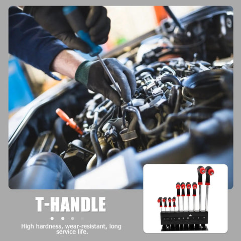 Get Your Hands On These Cool 10 Pc Metric T Handle Hex Wrench Set With Stand For Serious Auto Repair Jobs Or Home Diy Projects With Ergonomic Grips. T-handle hex key set in stand used on car engine