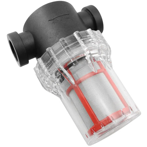 Three Quarters Inch NPT Inline Strainer For Garden Hose Sediment Filter With 200 Mesh Stainless Steel Screen featuring transparent casing