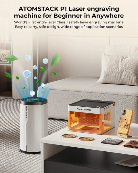 7 Layer Fume Purifier For P1 5W Laser Engraver D3 Air Purifier With Activated Carbon And HEPA Filter in a living room setup