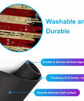 Close-up of Large Extended Gaming Mouse Pad with stitched edges, non-slip rubber base, antique flag design, waterproof surface, 35.4 x 15.7 inches.