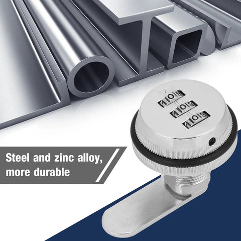 Three Digit Keyless Cabinet Lock with Zinc Alloy Body and Steel Cam Lock, durable and versatile for various storage solutions
