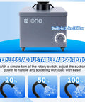 Powerful Solder Fume Extractor With 240 Cubic Meters Per Hour Suction And 120W Brushless Motor stepless adjustment feature