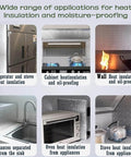 Refrigerator Side Heat Shield Board For Kitchen Protection In Dorms And Rentals Durable 70 By 40 Cm Shield showing various applications like cabinet insulation, oven and stove safety.