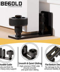 Bottom Adjustable Barn Door Floor Guide Kit with Wall Mounted Rollers 8 Setup Options Black 2 Pack Durable Carbon Steel and POM Rollers