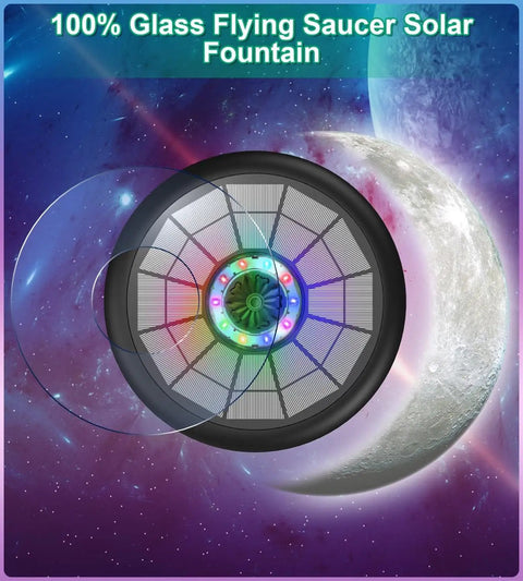 Powerful 5W Solar Powered Water Fountain For Bird Bath With All Glass Panel Colorful Light Show 7 Nozzles Anti Drift Fixer