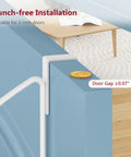 Over The Door Hanger Expandable And Adjustable Space Saving Coat And Towel Rack That Fits Doors Up To One And Three Quarters Inches Metal White Heavy Duty Door Organizer For Bathroom Bedroom Laundry And Hallway shown installed on door with coin for size reference.