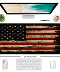Large Extended Gaming Mouse Pad With Stitched Edges And Non Slip Waterproof Rubber Base For Office Computer Keyboard Laptop And Home Desk 35.4 X 15.7 X 0.12 Inch In Bold American Antique Flag Design