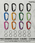 12 Pack Carabiner Keychain Clips 3 Inch Aluminum D Ring Nonlocking Hooks Multicolor Snap Clips For Home Camping Hiking Travel Backpack Gear Durable Lightweight Aluminum Construction Great For Everyday Carry And Quick Access, showing colorful carabiners and keyrings.