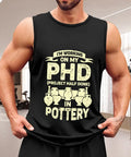 Straight Up Comfy Men's Cotton Tank Top, Ultra Breathable Sleeveless Gym Shirt in black color, perfect for pottery workouts.