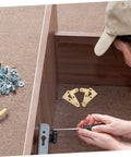 Heavy Duty Hidden Door Pivot Hinges Copper Rotating Hinge Set Two Pack being installed on wood panel for secret doors