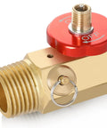 Air Tank Manifold Kit With Fill Port And Safety Valve, Aluminum Construction, red valve detail, brass body.