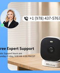 2.5K Outdoor Indoor Security Camera System With Color Night Vision, Motion Activated Spotlight And Siren, on table with support contact