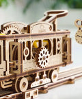 Hands-On Mechanical Tram Line Wooden Model Kit From Town Series, 3D Puzzle Assembly With Realistic Details, Laser-Cut Plywood Build For DIYers, Great Gift For Techies And Craft Fans, wooden tram model on tracks