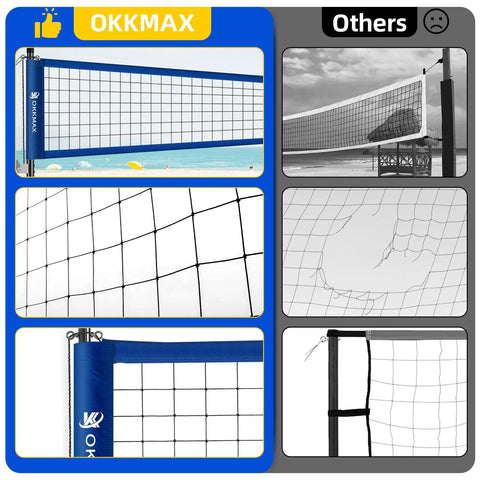 Heavy Duty Outdoor Volleyball Net Set With Adjustable Poles And Anti Sag Design, Portable Beach Net Kit Includes Fixed Plate