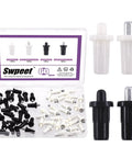 60 Piece 4 Sizes Spring Loaded Cabinet Door Repair Pins Set in black and white with 15 pieces each size, displayed in box
