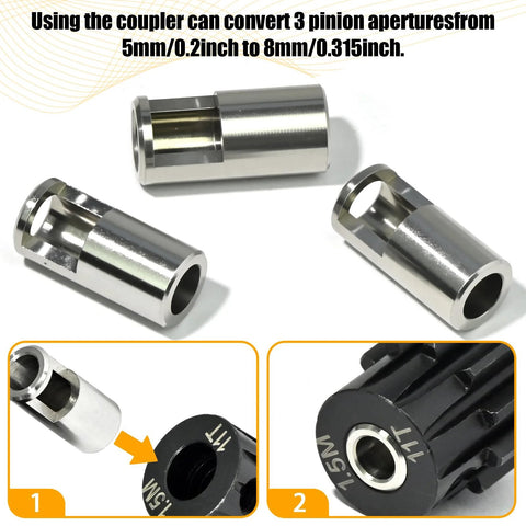 Traxxas Sledge RC Gear Adapter CNC-machined stainless steel