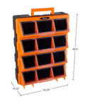 Hella Spacious Plastic Storage Drawers Heavy Duty Small Parts Organizer For Garage Workshop 12 Drawer Bins Sorter For Screws Nuts Bolts Crafting And Toy Blocks Black with transparent compartments.