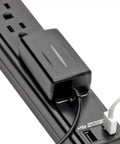 Six Outlet Surge Protector Power Strip With Six Foot Cord 990 Joules Dual USB Charging 2A Protects Workstations From Surges