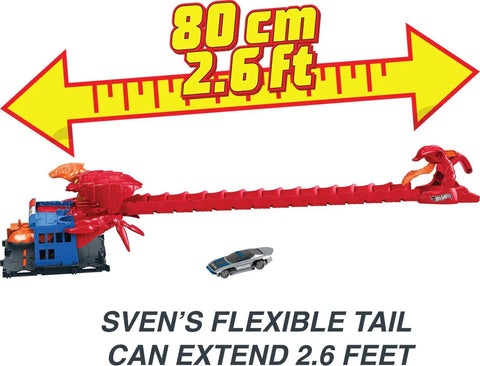City Scorpion Flex Attack Track Set with 164 Scale Police Vehicle Bendable Tail Extends Two Point Six Foot Connects