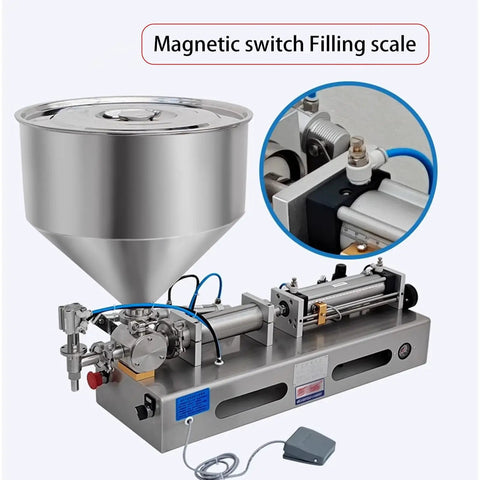 Boss Level Pneumatic Paste Filling Machine Effortlessly Switching Between Button Manual And Steady Auto Cycle, Heavy Duty Stainless Body with magnetic switch for precise filling.