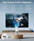 Ultra Portable Mini Projector With WiFi And Bluetooth 4K Ready 170 ANSI Auto Keystone 5W projecting movie scene