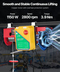 Heavy Duty Wireless Electric Hoist 1320 Lb Lift, 1150W 110V Steel Wire Winch With Remote Control, 40-Foot Lift Height, Durable Garage Shop Warehouse Factory Lifting Solution for Heavy Objects in yellow