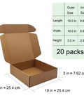 Heavy Duty 20 Pack Of 10X10X3 Inch Brown Corrugated Cardboard Shipping Boxes With Smooth Finish Edges for efficient shipping.