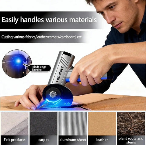 Upgraded Brushless Cordless Electric Cutting Tool With Led Display And Flexible Blade, Power Scissors cutting cardboard and leather.