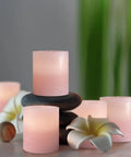 Pink Marble Real Wax Flameless Candles Votive Set With Gentle LED Flicker 2 Inch Wide By 2.2 Inch High 6 Pack Batteries Included Mess Free And Romantic For Weddings And Spa Decor
