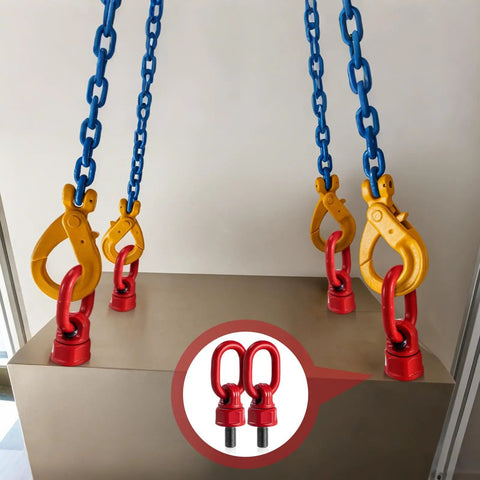 4 Pack M16 31.8 G80 Swivel Eye Bolt Hoist Ring With 360 Degree Rotation 1.5 Ton To 2.5 Ton Capacity 1080 MPa, installed on crane.