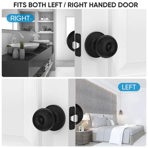 Round Door Knob Set With Deadbolt And Privacy Lock Matte Black Ball Style Door Handles For Indoor Doors Five Pack Rust Resistant