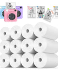 12 Roll Kids Instant Camera Thermal Paper Refill Pack For Kids Cameras BPA Free HD Thermal Paper White 112 Inches By 2.2 Inches Each Roll Easy Refill For Fun Snaps And Photo Moments, white refill rolls stacked