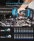 Half Inch Drive Deep Heavy Duty Impact Socket Set Pro Grade 22-Piece CR-MO Steel 6-Point Sockets For Impact Wrench SAE And Metric Sizes For Auto Truck And Machinery Repair being used on engine
