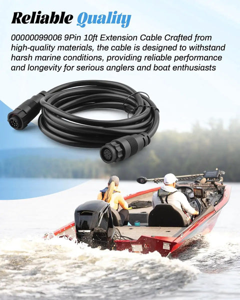 Premium 9 Pin Extension Cable For Lowrance Lss One Lss Two Structure Scan Transducer Replacement Cord 10 Foot on fishing boat
