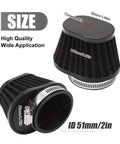51mm 2 Inch Clip On Motorcycle Air Filter Black Mushroom Head Intake Filter For Moto, Cars And Mini Bikes Easy Snap On Install Cold Air Performance Boost