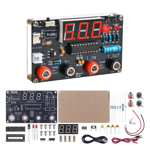 Hands On DIY Digital Voltmeter And Ammeter Soldering Practice Kit With LED Display For Beginners Teens And Adults components.