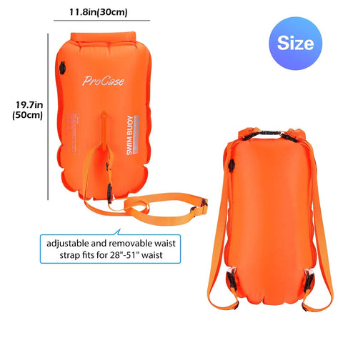35L Swim Buoy Dry Bag Floating Backpack With Shoulder And Waist Straps for Open Water Swimming Front and Back View