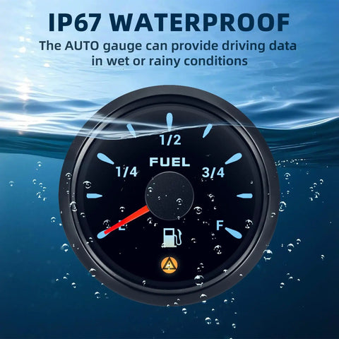Seven Color LED Fuel Gauge For Boats Cars And Trucks With Marine Grade Fuel Tank Level Indicator displayed in waterproof conditions