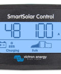 Front view of SmartSolar Pluggable Control Display for off-grid solar systems showing screen and buttons, real-time data visible.