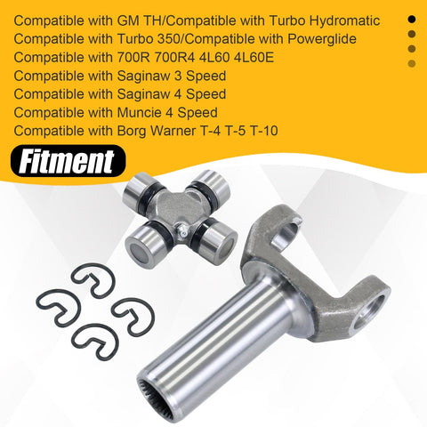 Transmission Slip Yoke And U Joint Kit For Turbo 350 TH350 700R4 1310 Series 26 27 Spline Replaces 5153X 236081X Plug And Play Ready