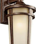 Outdoor Wall Light 1 Light Exterior Sconce With Brown Stone Finish And Light Umber Mist Glass For Rustic Lodge Or Modern Entryway 14.25 Inch Wide By 8 Inch High Weatherproof Patio Porch Lighting