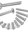 Premium M6x50mm Hex Socket Head Cap Screws 30 Pack 304 Stainless Steel Furniture Bolts displayed in various sizes.
