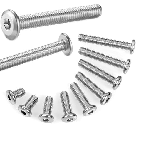 Premium M6x50mm Hex Socket Head Cap Screws 30 Pack 304 Stainless Steel Furniture Bolts displayed in various sizes.